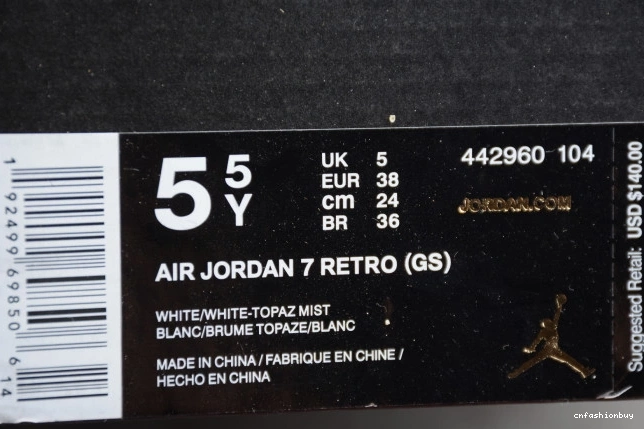 (GS) Jordan Topaz 7 Mist Air Retro 442960-104 0721